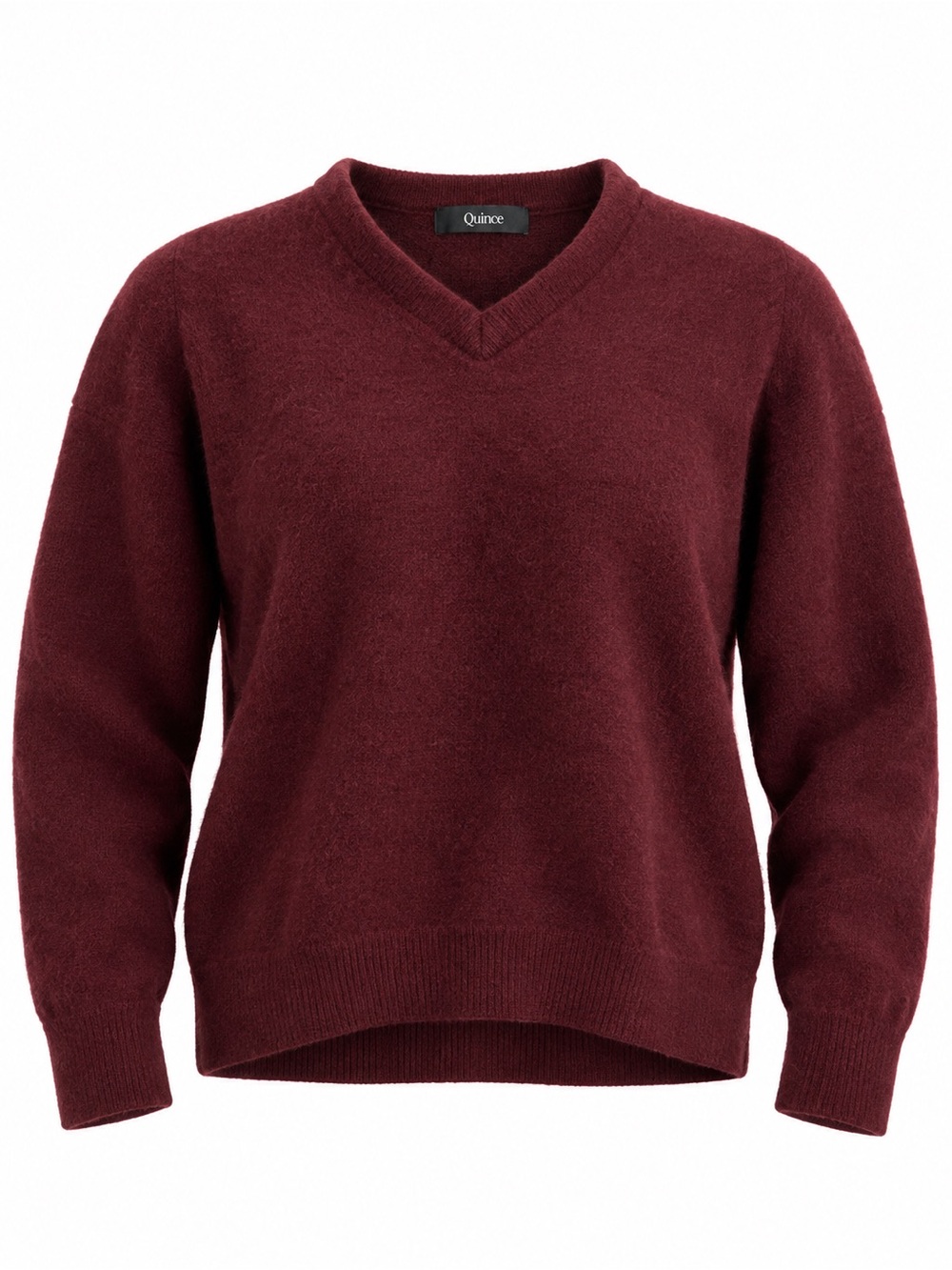 Quince 100% Cashmere V-Neck Sweater Womens L Fits Like XS Burgundy Plum